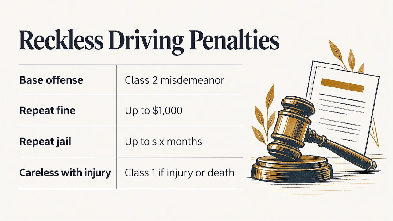 What penalties can you face for a reckless driving conviction? — overview diagram