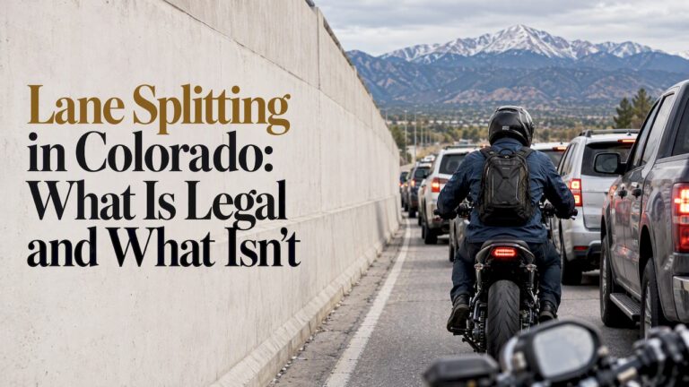 1792371599897_Motorcyclist-filtering-between-stopped-Colorado-traffic - McDowell Law Firm Motorcyclist filtering between stopped Colorado traffic